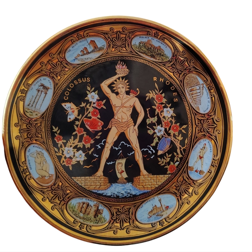 Colossus of Rhodes Decorative Plate w/24k Gold